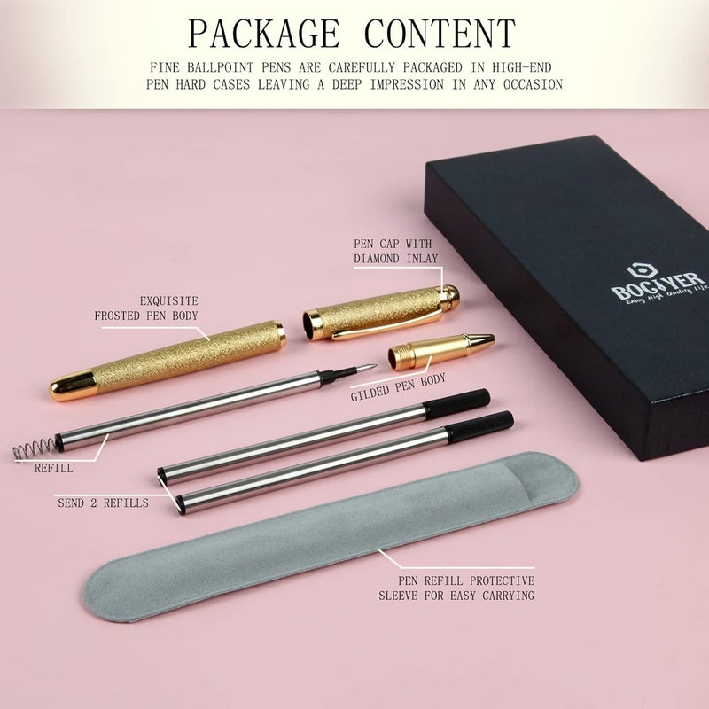 BOCIYER Rollerball Liquid Ink Pens,Best Luxury Ball Pen Gift Set for Men and Women,Black Ink Fancy Pen Refillable for Executive Office,Professional,pretty pens,cool pens,Nice cute Designer Pens(Gold) - Image 2
